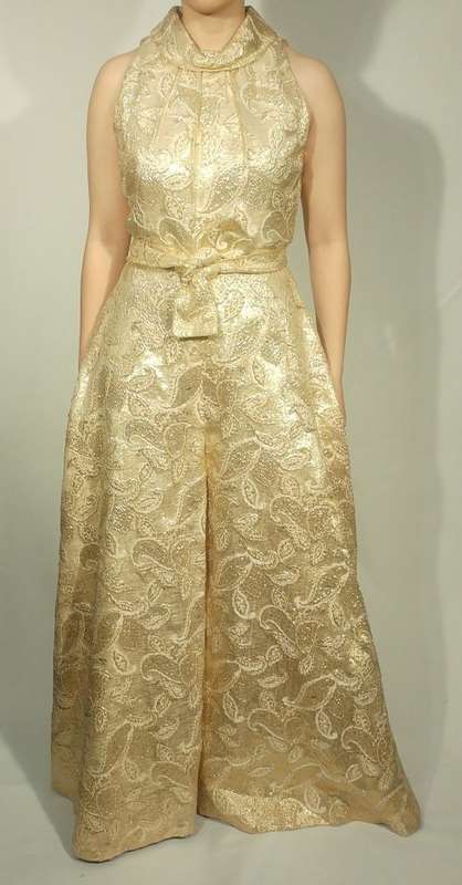 Authentic 1960s Gold Brocade Jumspuit - Size 34