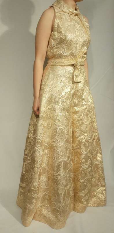 Authentic 1960s Gold Brocade Jumspuit - Size 34