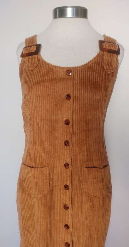 90s Cotton Cordroy Pinafore/Dungaree Dress - Size L/XL