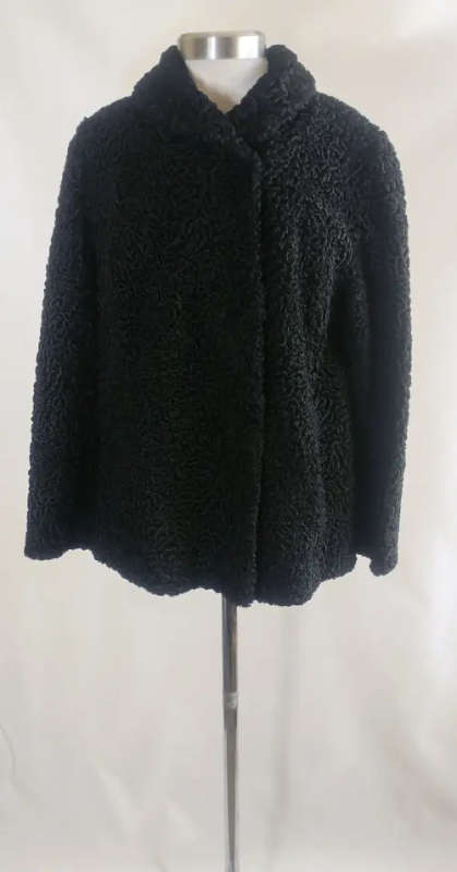 Vintage Black Karakul Jacket by Breger Furs - Size 12