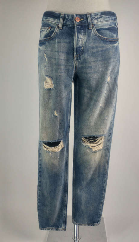 Distressed Denim Boyfriend Jeans by H&M - Size 10