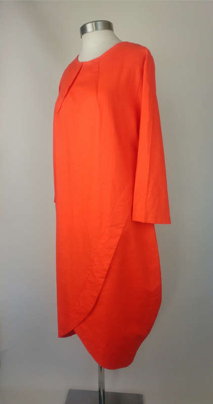 Orange Linen Shift Dress by Leigh Schubert - Size 12