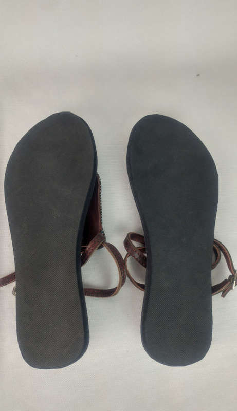 Handmade Leather Beaded Sandals - Size 38
