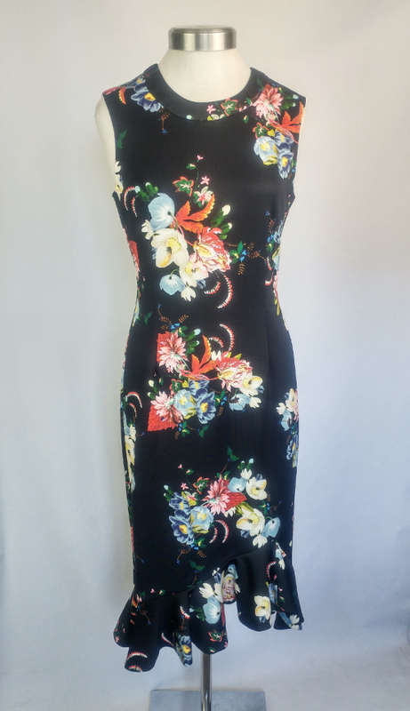 ERDEM Louisa Black Floral Dress - Size 12