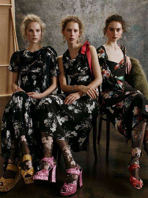 ERDEM Louisa Black Floral Dress - Size 12