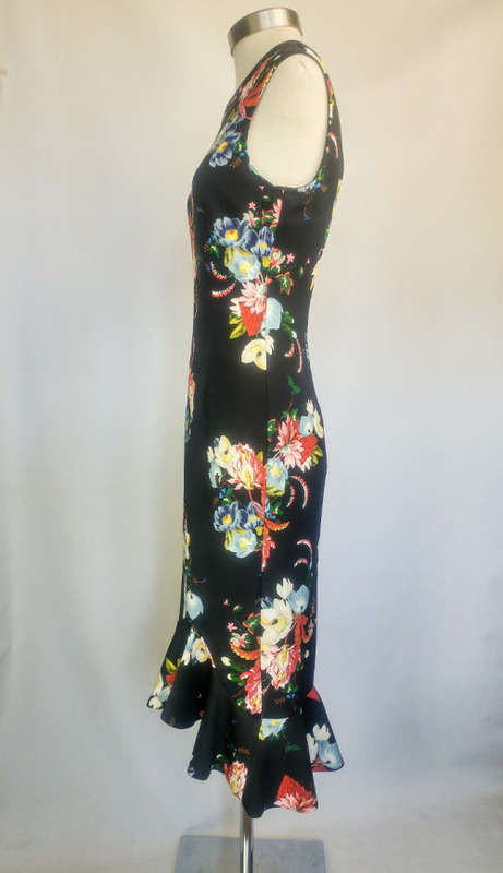 ERDEM Louisa Black Floral Dress - Size 12