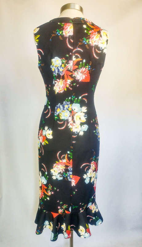 ERDEM Louisa Black Floral Dress - Size 12