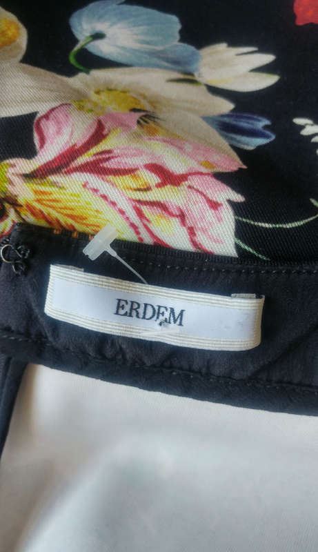ERDEM Louisa Black Floral Dress - Size 12
