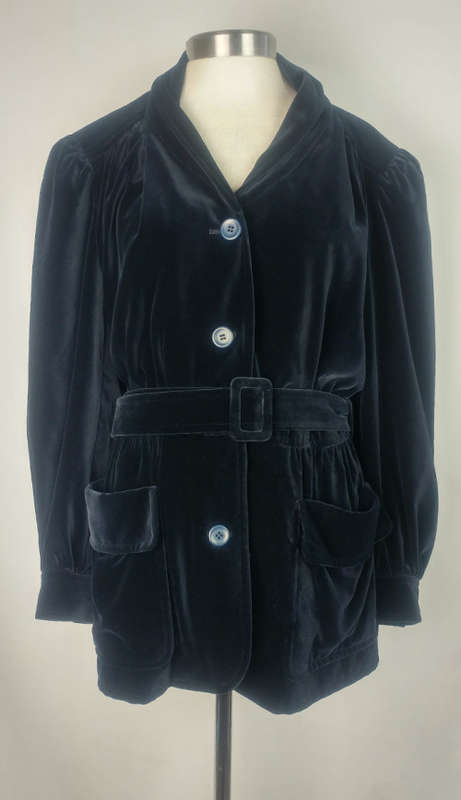 ESCADA -Vintage Midnight Blue Velvet Lounge Jacket - Size 14