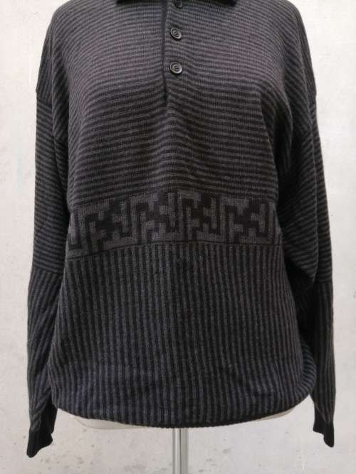 Mayser Grey and Black Wool Knit Large
