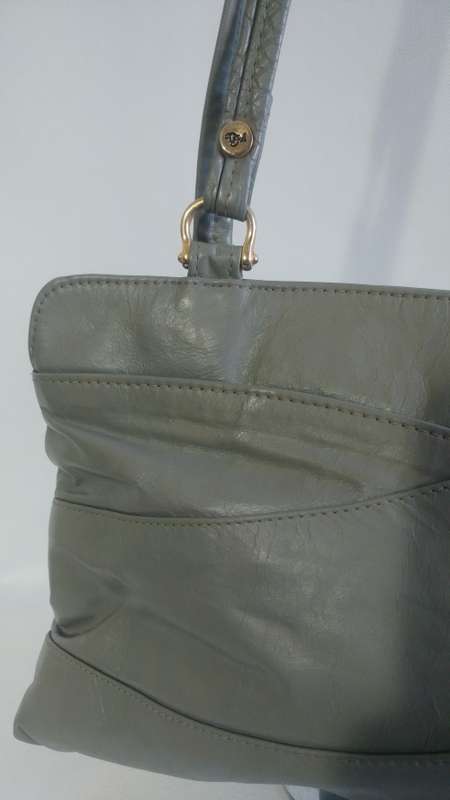 'DON MICHEL' Genuine Leather Vintage Handbag Grey 22 x 34cm