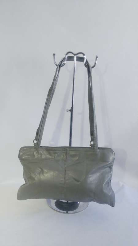 'DON MICHEL' Genuine Leather Vintage Handbag Grey 22 x 34cm