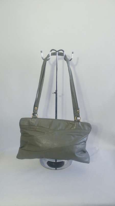 'DON MICHEL' Genuine Leather Vintage Handbag Grey 22 x 34cm