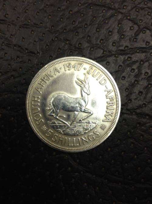 UNION OF SOUTH AFRICA 1947 5 SHILLING ( CROWN )