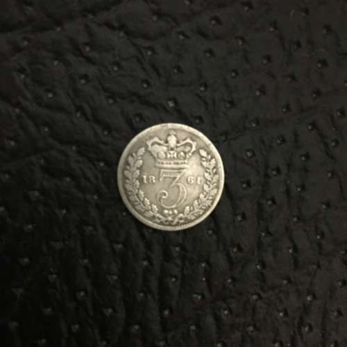 ANTIQUE GREAT BRITAIN COIN OVER 158 YEARS OLD 1861 SILVER THREEPENCE