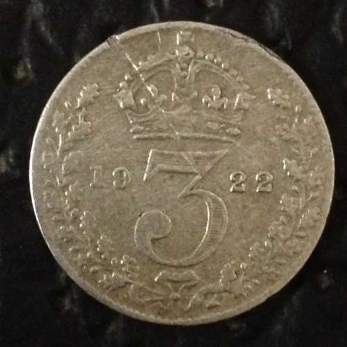 1922 GREAT BRITAIN SILVER THREEPENCE