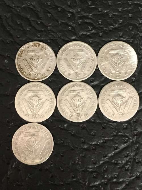 COLLECTION OF 7 THREEPENCE FROM 1932 TO 1939 (EXCLUDING 1936)