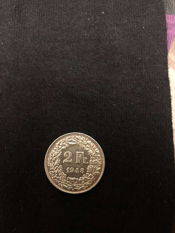 SWITZERLAND 1948 SILVER 2 FRANCS