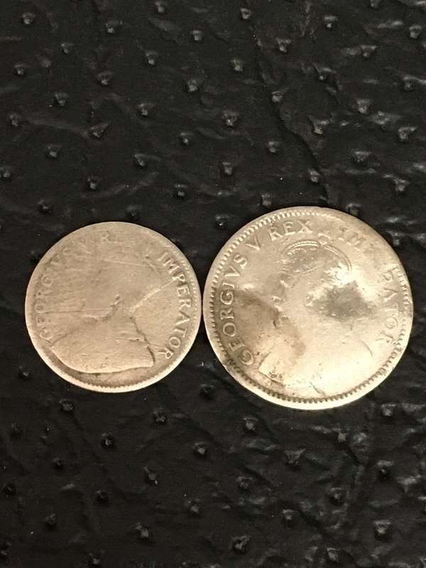 COLLECTION OF 2 UNION OF SOUTH AFRICA 1927 COINS (6D & 3D)