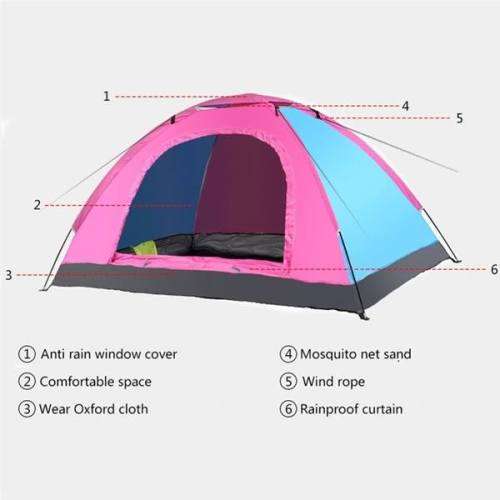 Outdoor 6 Persons Tent Anti - UV Silver Plastic Coating Field Camping Beach Tents