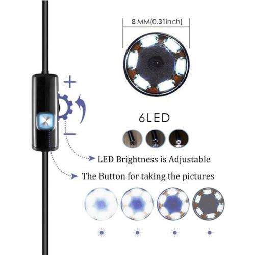 Snake Cable HD 720P Soft Wire Wifi Endoscope 6 LED Light Inspection Camera Borescop