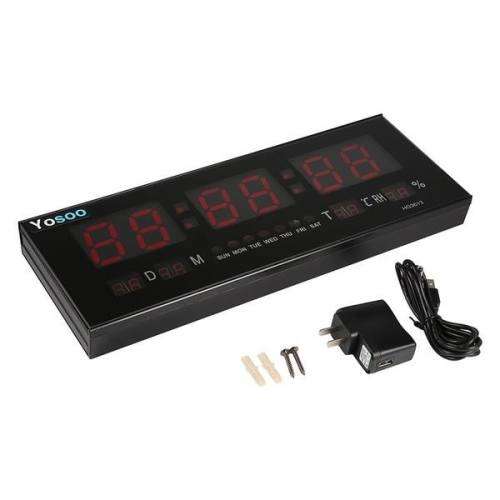 Red Digital Large LED Wall Clock Desk Calendar Alarm Clock Home Decoration