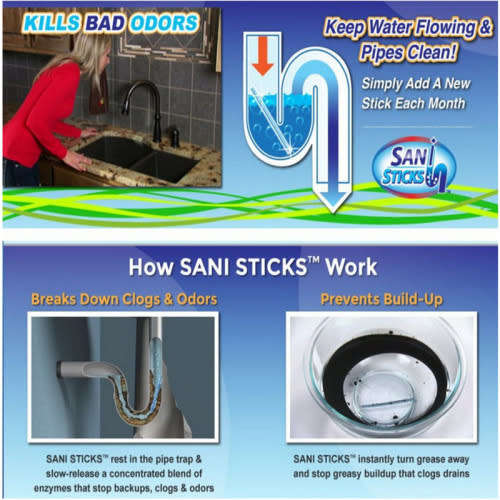 Sani Sticks 12Pack Keeps Drains And Pipes Clear And Odor Free As Seen On TV