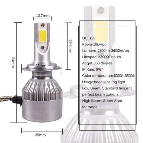 H1 H3 H4 H7 H8/9/11 H13 9004 9005 9006 9007 9012 880 881 COB 600000LM 6500K Car Auto Bulb Lamp 2 PCS