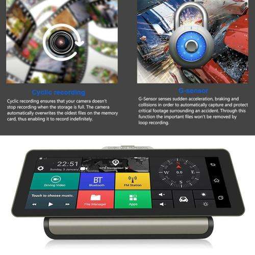 10in 4G Car Dash Cam Dual HD 1080P Lens Android DVR Camera GPS Navi WiFi BT ADAS