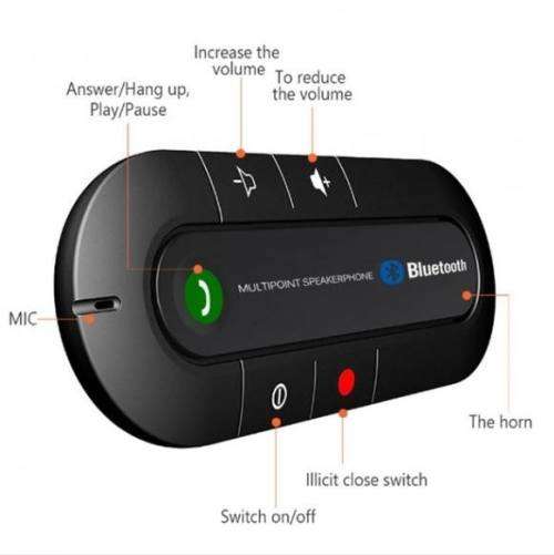Handsfree BT Car Kit Wireless Bluetooth Handsfree Sun Visor Speaker MP3 Music Player