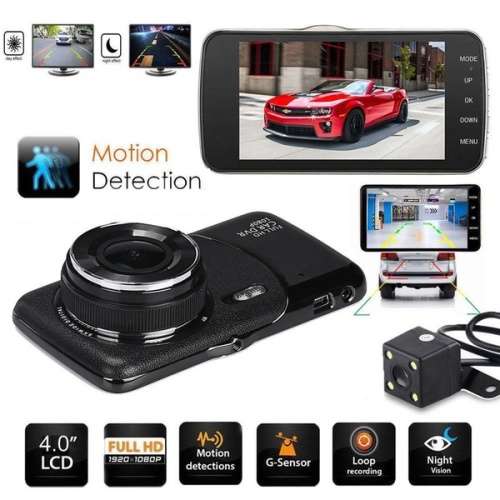 4" 1080P Dual Lens Car Dash Cam Driving Recorder Front and Rear Camera Dashboard DVR Recorder