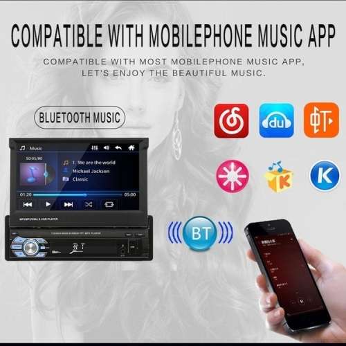 Single 1 Din 7" HD GPS Flip Bluetooth Car Stereo Radio MP5 Player Touch USB Autoradio + Map + Cam