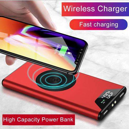 10000mah QI Wireless Charger Power Bank Portable Dual USB with Digital Display
