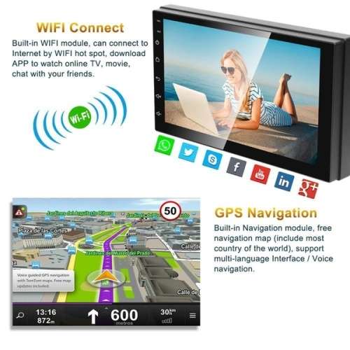 7" Double 2Din Touch Android 8.1 Quad-Core Car Radio  + Camera
