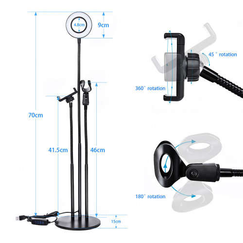 SELFIE RING LIGHT PHONE HOLDER WITH MIC HOLDER