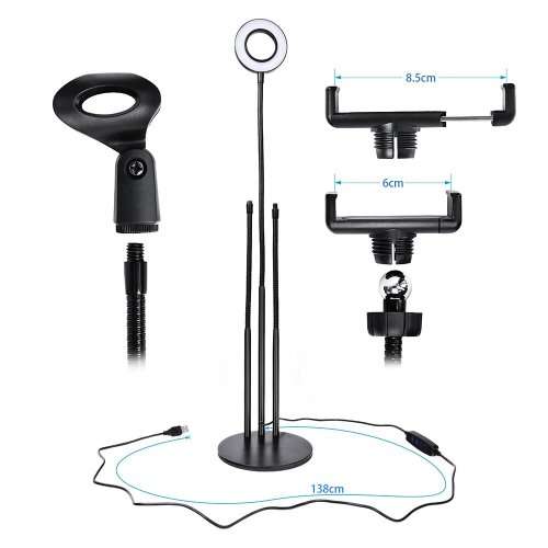 SELFIE RING LIGHT PHONE HOLDER WITH MIC HOLDER