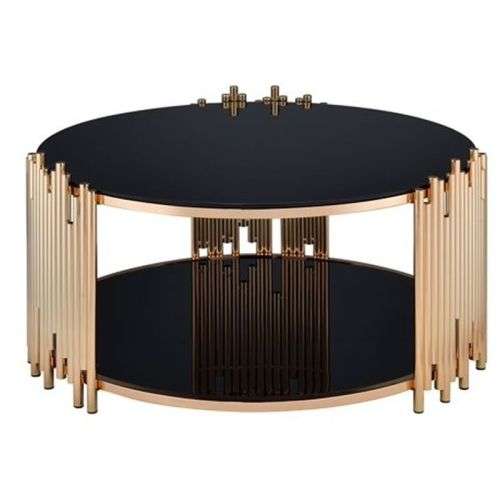 Modern Round Centre Gold and Black Coffee Table