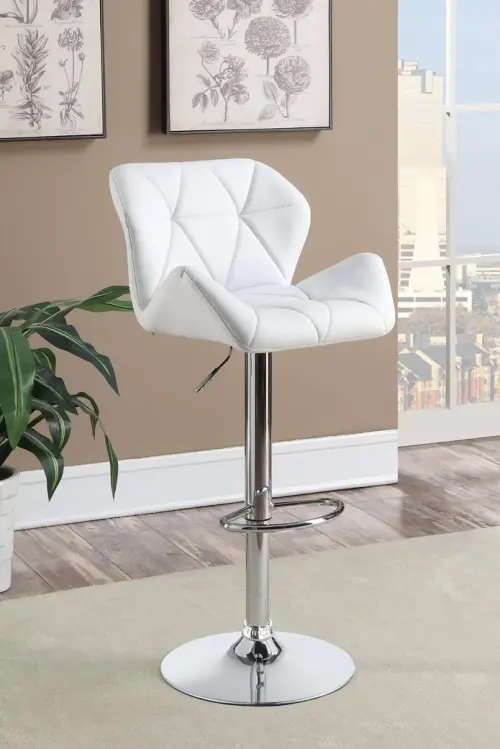 Diamond Padded Bar Kitchen Stool Chairs - Set of 2 - White Colour