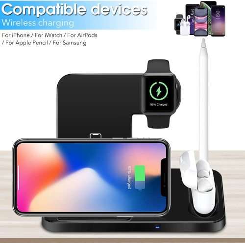 4 in 1 Wireless Fast Charger for iPhone, Apple Watch and AirPods