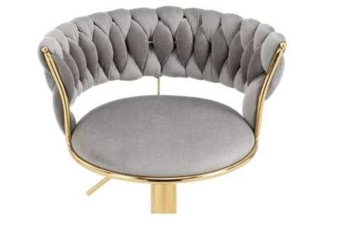 Set of 2 Velvet Swivel Luxury Bar Stools - HZ882 - Grey