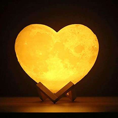 3D Heart Shaped Touch Control Moon Lamp
