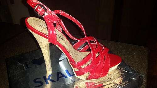 Skaloni Heel - Red Strappy heel size 6