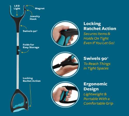 Grab It Featuring Ratcheting Action /GRABBER Reaching Aid Grabbing Pick up Tool