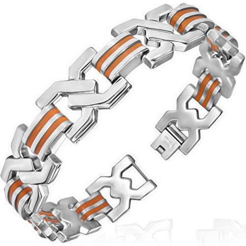 **CLEARANCE** Orange Rubber Stripe Link Bracelet