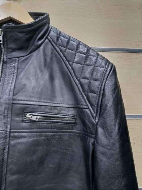 Black 2 Zip Mens Leather Jacket