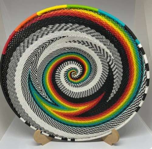 African colorful telephone wire bowl - 30cm - Multi-colour