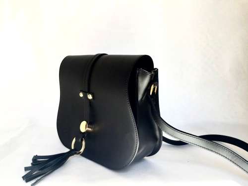 Genuine Italian Leather Cross Body Bag Medium Black