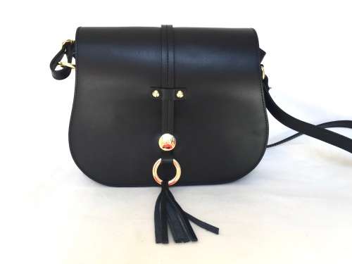 Genuine Italian Leather Cross Body Bag Medium Black