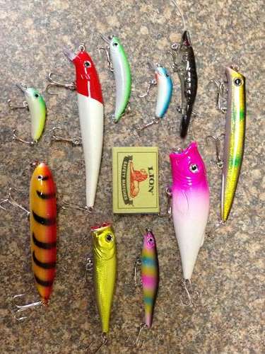 Set of 10 New Fishing Lures incl Some LARGE Lures- Fresh and Salt Water