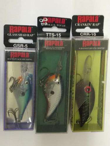 Set of 3 Brand New Rapala Lures - Boxes are Damaged